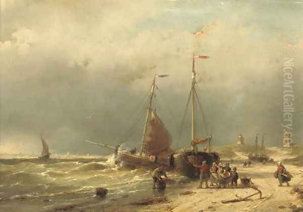Unloading the catch on the beach of Scheveningen - view 1