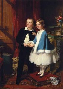 Lord Almeric Athelstan Spencer-Churchill and Lady Clementina Spencer-Churchill, the Children of George Spencer-Churchill, 6th Duke of Marlborough, and His Second Wife, Charlotte Augusta by James Sant