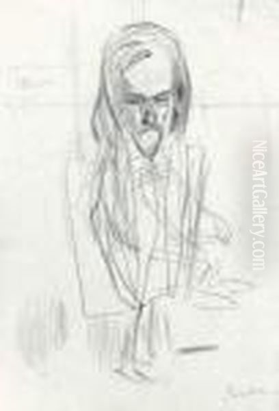 Recto: Portrait En Pied De Charles Soubre, Peintre Belge - view 1