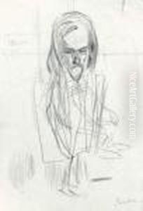 Recto: Portrait En Pied De Charles Soubre, Peintre Belge