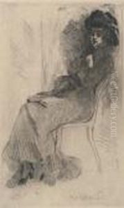 Celle Qui Fait Celle Qui Lit Musset by Felicien Rops
