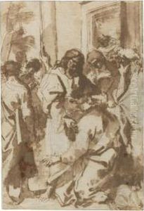 Christ Giving The Keys To Saint Peter by Salvator Rosa