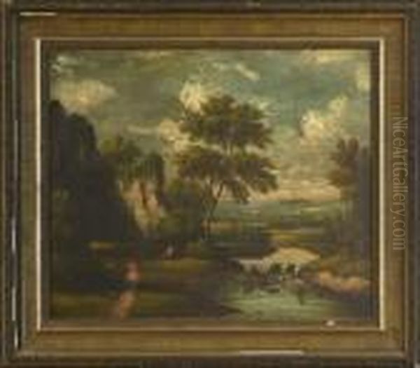 "figures In A Landscape With A River And Ruins Of A Gothic Church" - view 1
