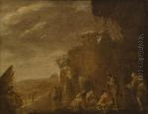 Paesaggio Con Popolani Che Giocano A Carte - view 1