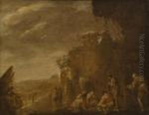 Paesaggio Con Popolani Che Giocano A Carte