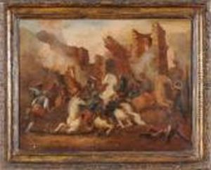 Scena Di Battaglia Di Fronte A Ruderi