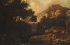 Travellers In Anextensive Rocky Landscape
