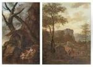 Rosa
A Wooded River Landscape With Anglers By A Stream by Salvator Rosa