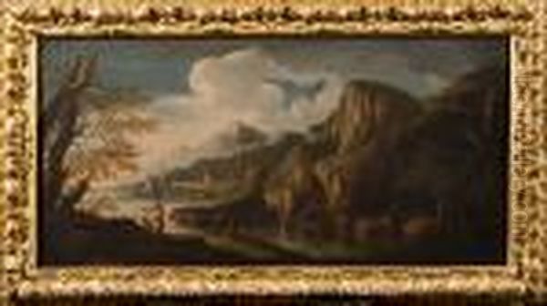 Rocky Cove With Figures, Boats And Ruins - view 1