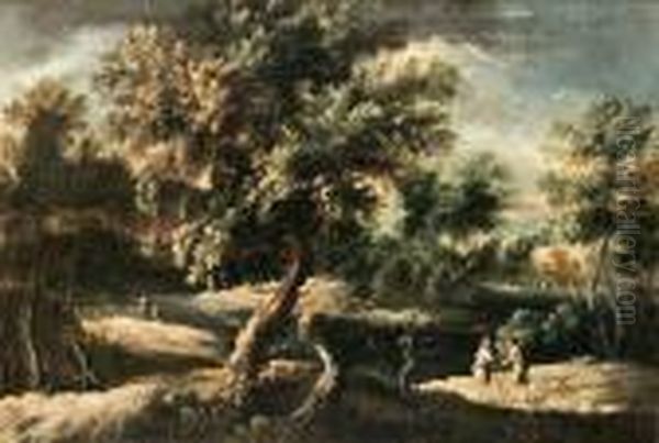 Landskap Med Figurer Och Annalkande Ovader - view 1