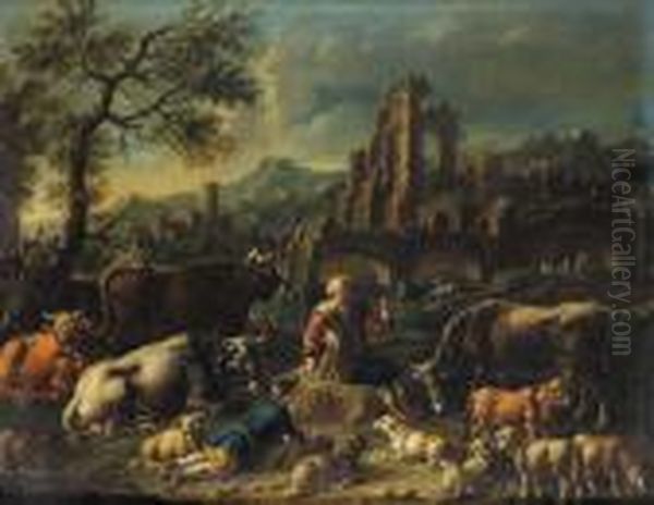 Bottega Di Paesagggio Con Armenti - view 1