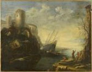 Pecheurs Sur Le Rivage by Salvator Rosa