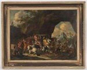 A 
Turbulent Scene Of Thieves Looting by Salvator Rosa