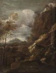 A Hermit Saint In A Rocky Landscape