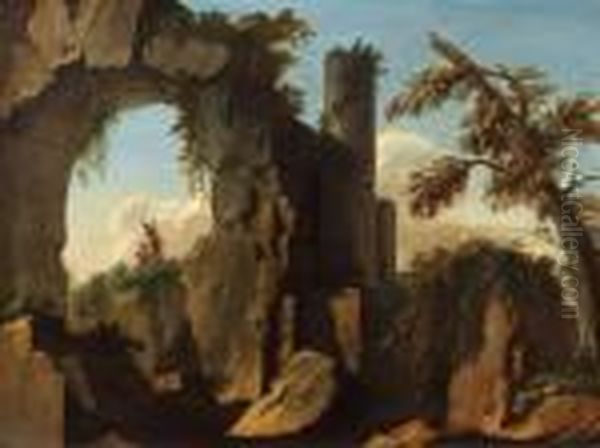 Paysage De Rochers Avec Soldats - view 1