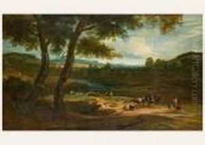 Weite Besonnte Sudliche
Landschaft Mit Reisenden Und Ihren Beladenen Reittieren Bei Einer Rast by Salvator Rosa