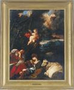 A Shepherd And Shepherdess In A Pastoral Landscape by Salvator Rosa