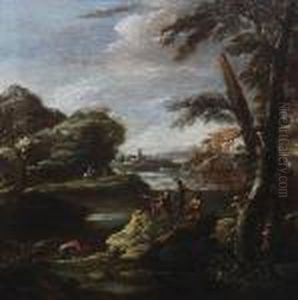 Soldiers Resting By A River by Salvator Rosa