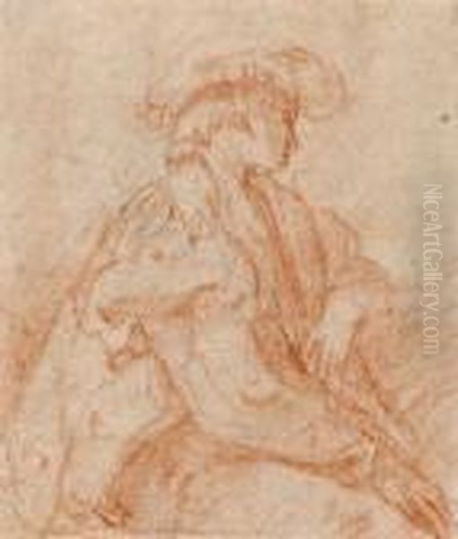 Studie Eines Mannes Mit Federhut - view 1