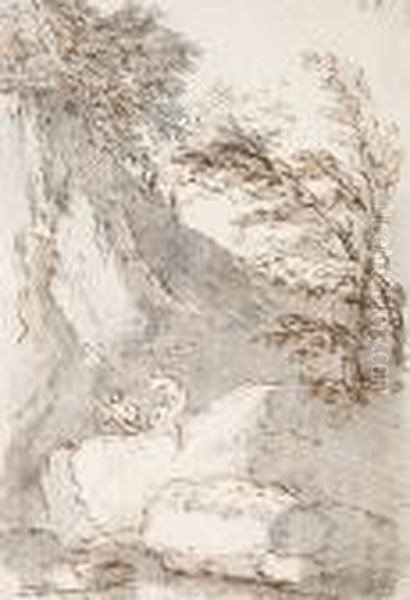Figures Seated On A Rock - view 1