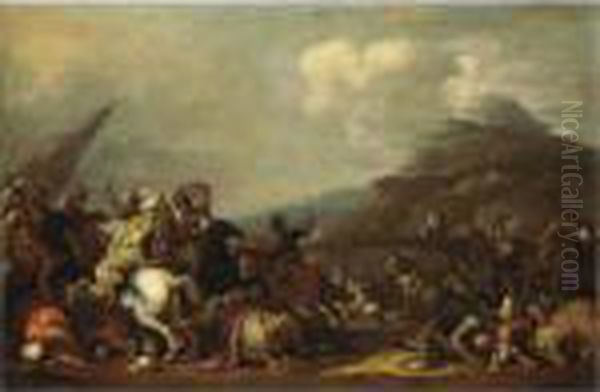 Scena Di Battaglia Con Un Ponte Sul Fondo - view 1