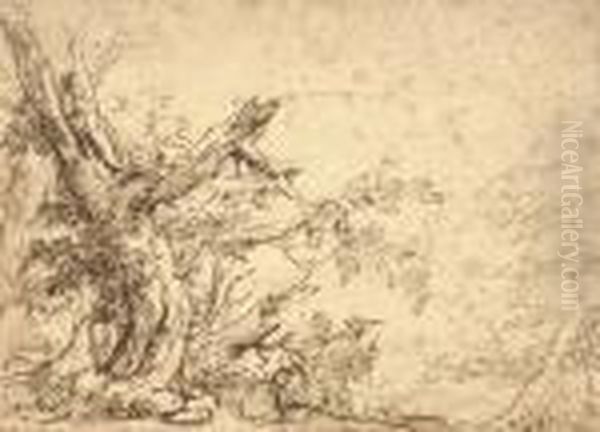 A Wooded Landscape With Travellers On A Path - view 1