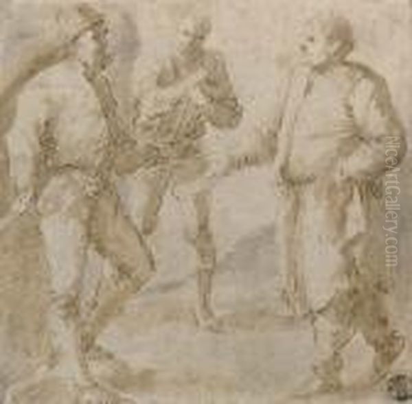 Three Men In Conversation - view 1
