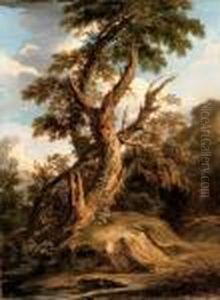 A Tree On A Bank In A Riverbed by Salvator Rosa
