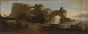 Paesaggio Costiero Con Viandanti E Pescatori by Salvator Rosa