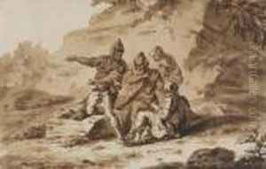 Soldiers Resting In A Landscape by Salvator Rosa