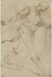 Study Of A Walking Man by Salvator Rosa