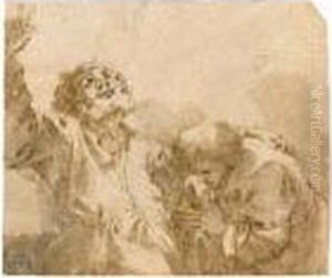 Two Figures, Possibly Abraham And Isaac by Salvator Rosa