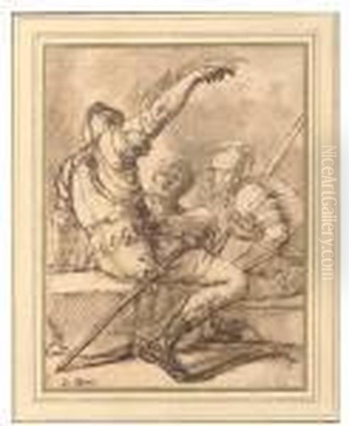 Three Soldiers In Conversation - view 1