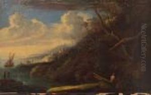 Marina Con Figure E Imbarcazione by Salvator Rosa
