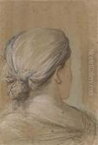 A Woman, Bust-length, Seen From Behind En Profil Perdu by Salvator Rosa