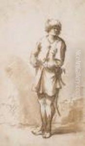 A Standing Turkish Soldier Looking To The Right