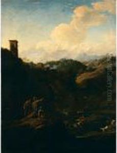 Paesaggio Fluviale Con Soldati E Viandanti by Salvator Rosa