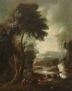 Hirten In
Flusslandschaft. by Salvator Rosa