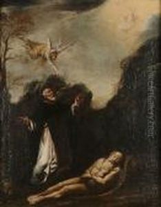 St Anthony With St Paul The Hermit by Salvator Rosa