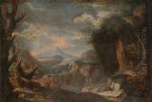 Extensive Landscape With Figures In The Foreground by Salvator Rosa
