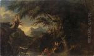 A Mountainous River Landscape With Mercury And Argus by Salvator Rosa