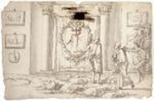 Allegory Of A Young Artist: A
Young Man Led Across Rocky Terraintowards An Altar Flanked With Pictures
Dedicated To Painting, Whilewinged Demons Attempt To Pull Him Back by Salvator Rosa