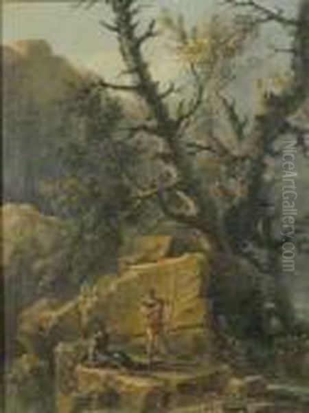 Landscape With Tree And Two Soldiers In Roman Dress - view 1