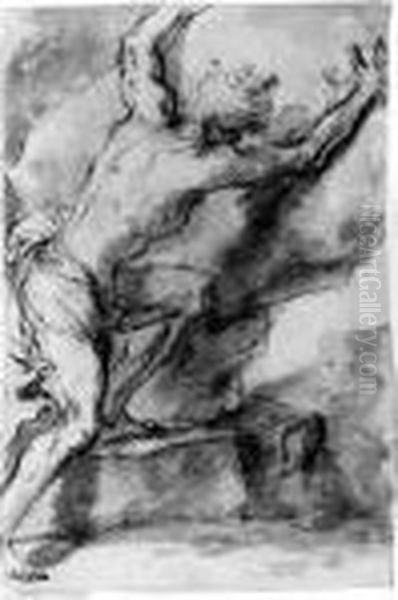 A Man Pushing A Rock - view 1