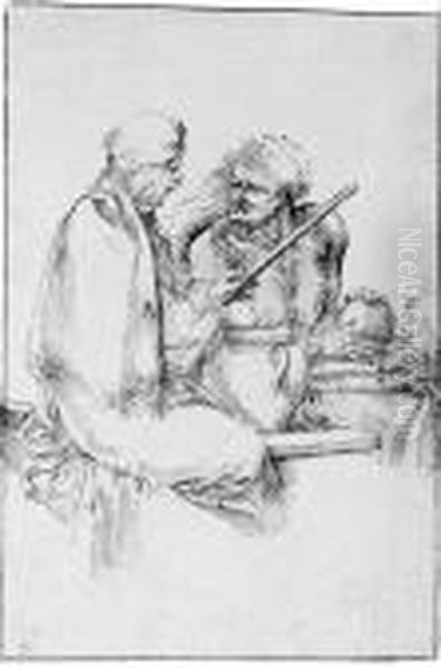 A Sorcerer, Seated, In Conversation With A Hag - view 1