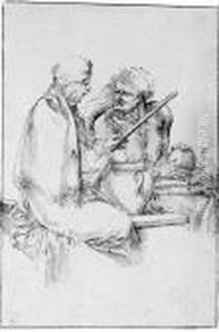 A Sorcerer, Seated, In Conversation With A Hag