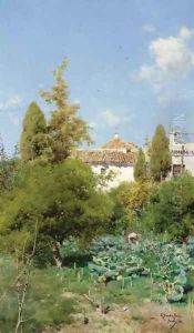 Harvesting Vegetables, Seville (Huerta del Retiro, Sevilla) by Emilio Sanchez-Perrier