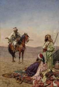 Arab Horsemen In A Desert