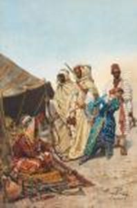 Ecole Italienne.
Mercanti Di Schiave by Giulio Rosati