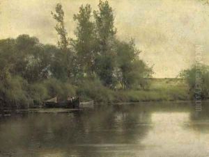 Figures in a Boat in a River Landscape Figures in a Boat in a River Landscape